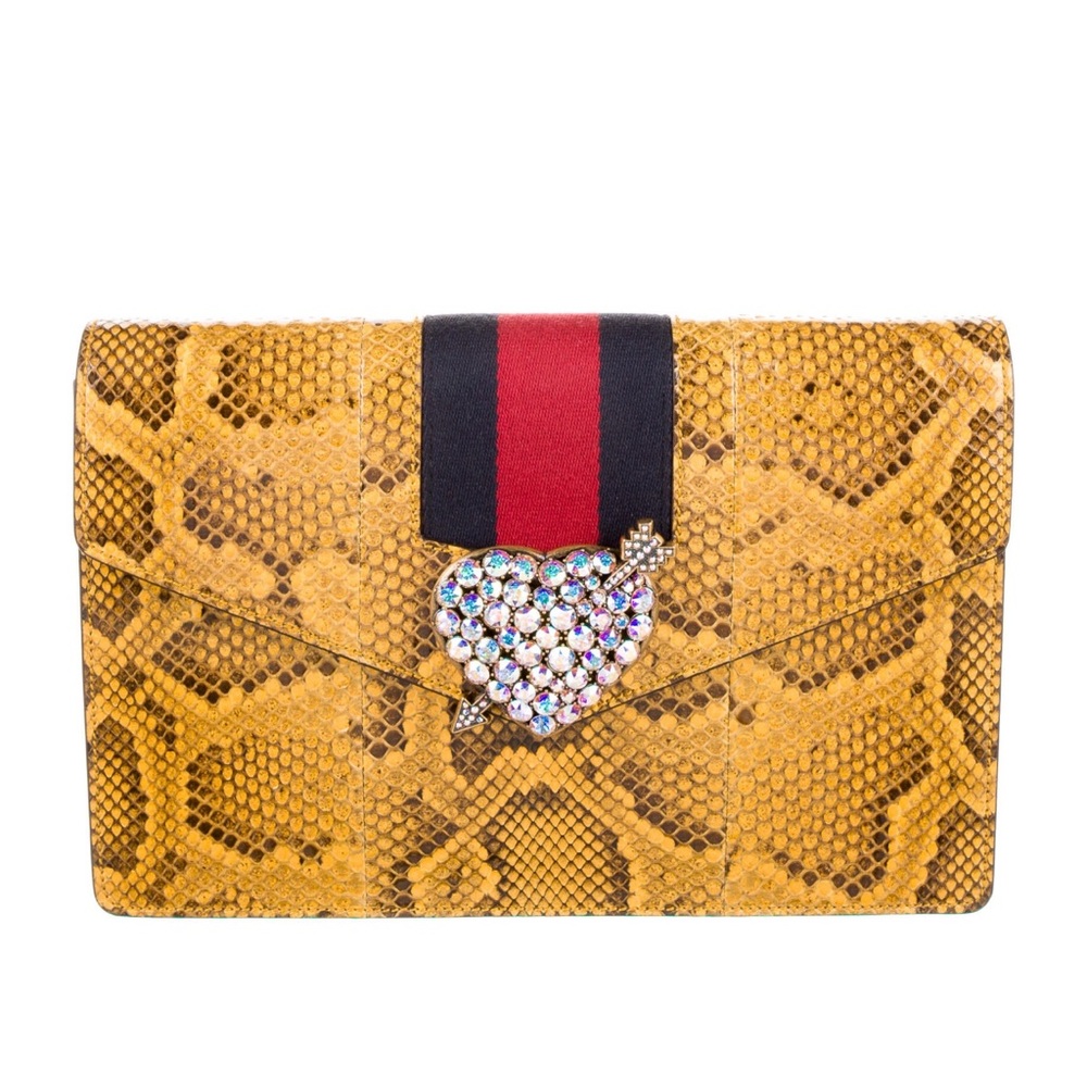 GUCCI broadway Python Leather Clutch Bag